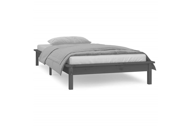 beBasic Sängynrunko LED harmaa 75x190 cm 2FT6 Small Single täysi puu - Harmaa - Huonekalut - Sänky - Sänkykehikot & sängynrungot