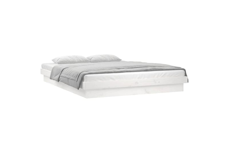 beBasic Sängynrunko LED valkoinen 120x190 cm 4FT Small Double täysi puu - Valkoinen - Huonekalut - Sänky - Sänkykehikot & sängynrungot