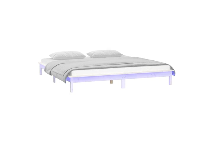 beBasic Sängynrunko LED valkoinen 180x200 cm 6FT Super King täysi puu - Valkoinen - Sänkykehikot & sängynrungot