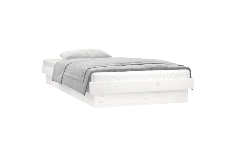 beBasic Sängynrunko LED valkoinen 75x190 cm 2FT6 Small Single täysi puu - Valkoinen - Huonekalut - Sänky - Sänkykehikot & sängynrungot