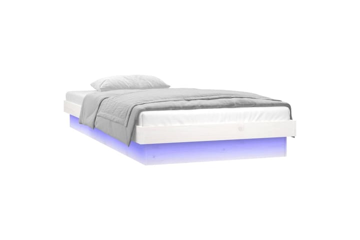 beBasic Sängynrunko LED valkoinen 75x190 cm 2FT6 Small Single täysi puu - Valkoinen - Sänkykehikot & sängynrungot