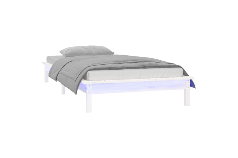 beBasic Sängynrunko LED valkoinen 75x190 cm 2FT6 Small Single täysi puu - Valkoinen - Huonekalut - Sänky - Sänkykehikot & sängynrungot
