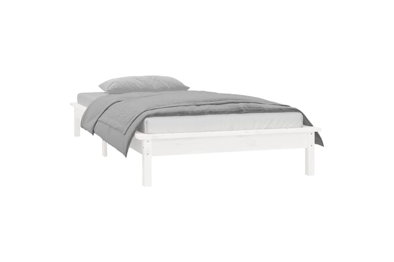 beBasic Sängynrunko LED valkoinen 75x190 cm 2FT6 Small Single täysi puu - Valkoinen - Huonekalut - Sänky - Sänkykehikot & sängynrungot