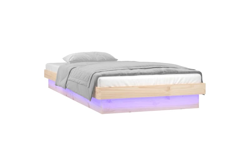 beBasic Sängynrunko LED-valoilla 100x200 cm täysi puu - Ruskea - Huonekalut - Sänky - Sänkykehikot & sängynrungot