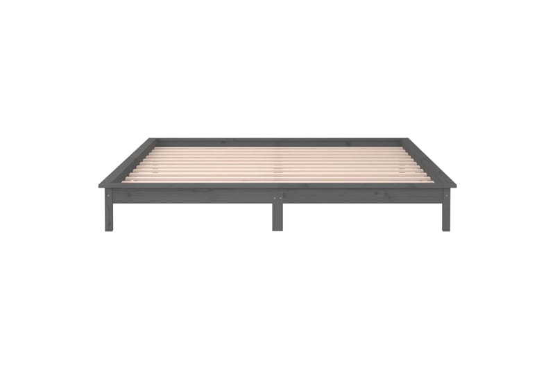 beBasic Sängynrunko LED valoilla harmaa 140x190 cm täysi puu - Harmaa - Huonekalut - Sänky - Sänkykehikot & sängynrungot