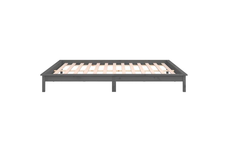 beBasic Sängynrunko LED valoilla harmaa 140x190 cm täysi puu - Harmaa - Huonekalut - Sänky - Sänkykehikot & sängynrungot