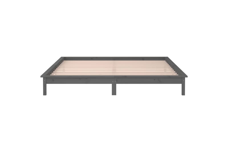 beBasic Sängynrunko LED-valoilla harmaa 200x200 cm täysi puu - Harmaa - Huonekalut - Sänky - Sänkykehikot & sängynrungot