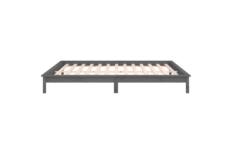 beBasic Sängynrunko LED-valoilla harmaa 200x200 cm täysi puu - Harmaa - Huonekalut - Sänky - Sänkykehikot & sängynrungot