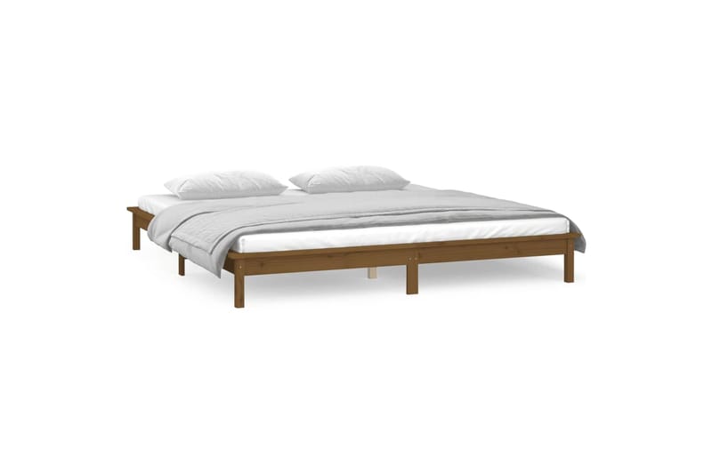 beBasic Sängynrunko LED-valoilla hunajanruskea 160x200 cm täysi puu - Ruskea - Huonekalut - Sänky - Sänkykehikot & sängynrungot