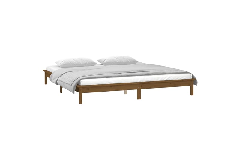 beBasic Sängynrunko LED-valoilla hunajanruskea 160x200 cm täysi puu - Ruskea - Huonekalut - Sänky - Sänkykehikot & sängynrungot