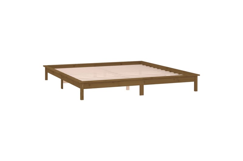 beBasic Sängynrunko LED-valoilla hunajanruskea 160x200 cm täysi puu - Ruskea - Huonekalut - Sänky - Sänkykehikot & sängynrungot