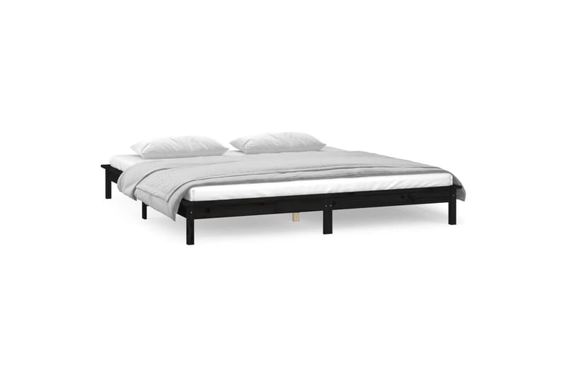 beBasic Sängynrunko LED-valoilla musta 140x190 cm täysi puu - Musta - Huonekalut - Sänky - Sänkykehikot & sängynrungot