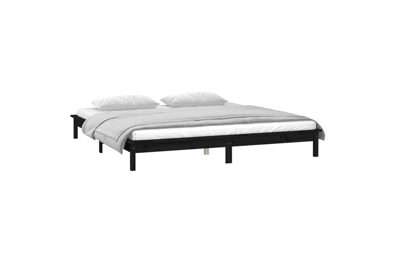 beBasic Sängynrunko LED-valoilla musta 200x200 cm täysi puu - Musta - Huonekalut - Sänky - Sänkykehikot & sängynrungot