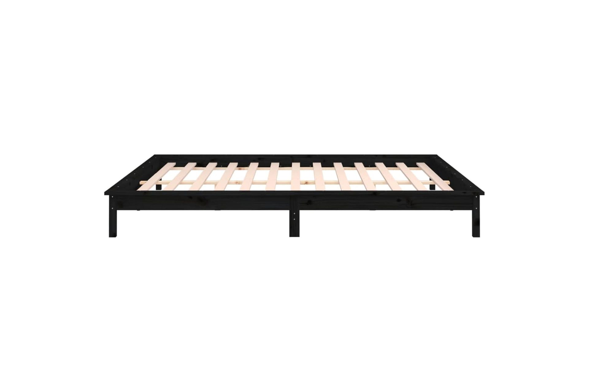 beBasic Sängynrunko LED-valoilla musta 200x200 cm täysi puu - Musta - Huonekalut - Sänky - Sänkykehikot & sängynrungot