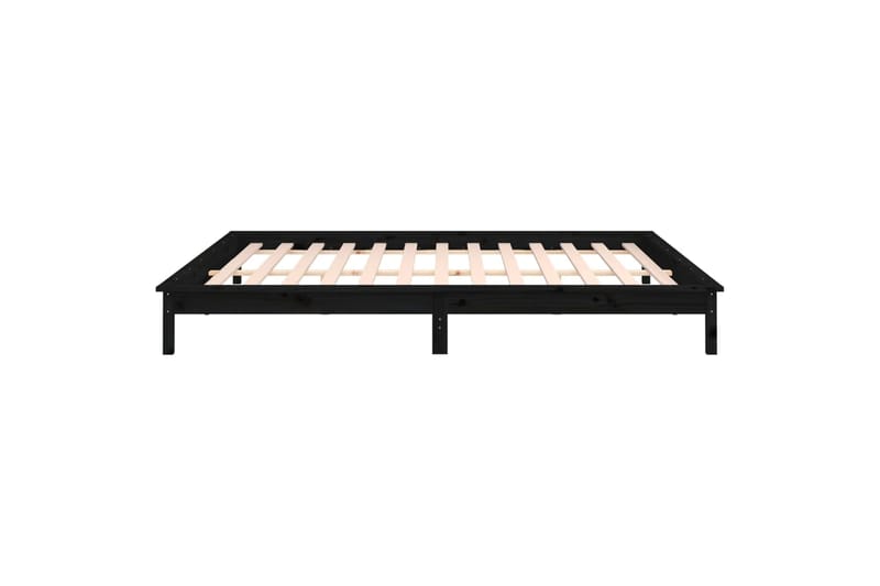 beBasic Sängynrunko LED-valoilla musta 200x200 cm täysi puu - Musta - Huonekalut - Sänky - Sänkykehikot & sängynrungot