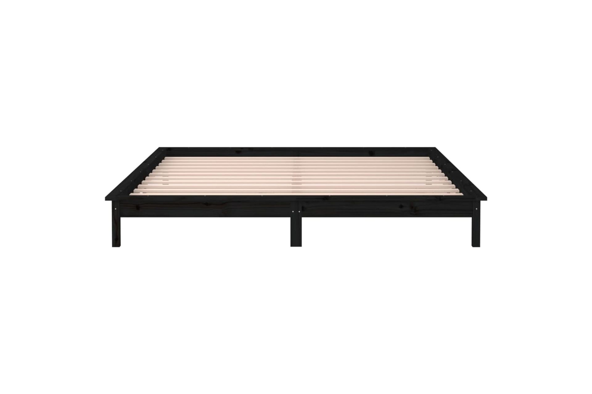 beBasic Sängynrunko LED-valoilla musta 200x200 cm täysi puu - Musta - Huonekalut - Sänky - Sänkykehikot & sängynrungot