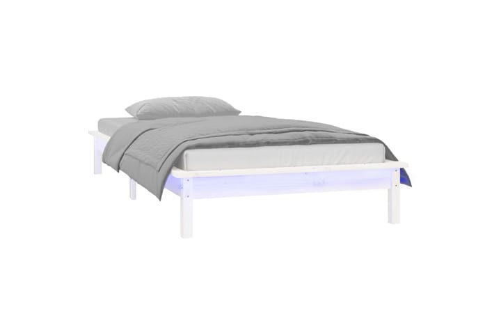 beBasic Sängynrunko LED-valoilla valkoinen 100x200 cm täysi puu - Valkoinen - Sänkykehikot & sängynrungot