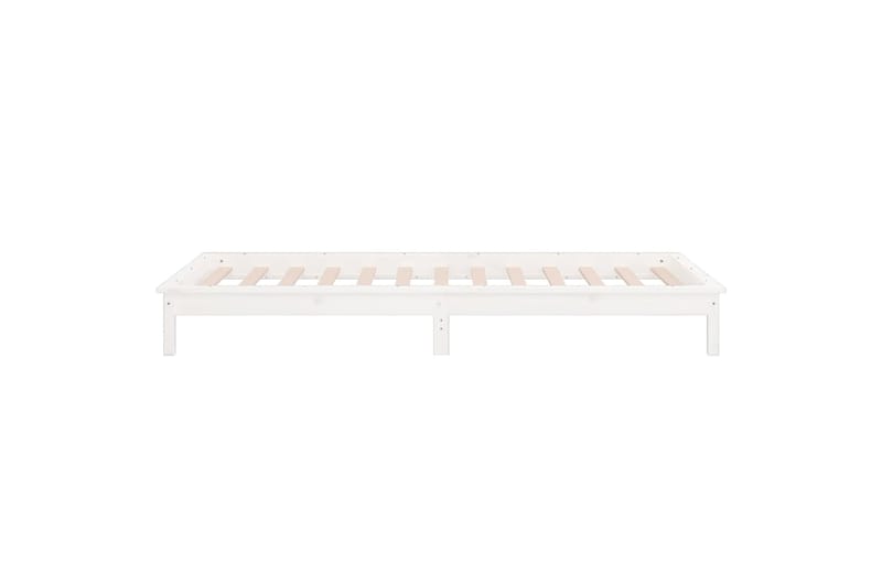 beBasic Sängynrunko LED-valoilla valkoinen 100x200 cm täysi puu - Valkoinen - Huonekalut - Sänky - Sänkykehikot & sängynrungot