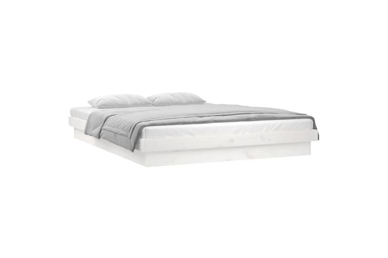 beBasic Sängynrunko LED-valoilla valkoinen 140x190 cm täysi puu - Valkoinen - Huonekalut - Sänky - Sänkykehikot & sängynrungot