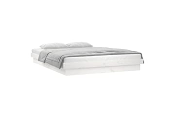 beBasic Sängynrunko LED-valoilla valkoinen 140x200 cm täysi puu - Valkoinen - Huonekalut - Sänky - Sänkykehikot & sängynrungot