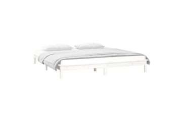 beBasic Sängynrunko LED-valoilla valkoinen 160x200 cm täysi puu - Valkoinen - Huonekalut - Sänky - Sänkykehikot & sängynrungot