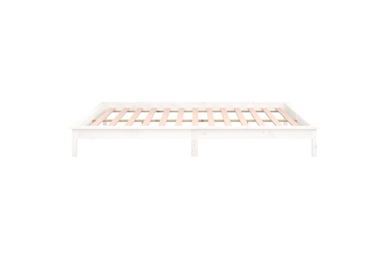 beBasic Sängynrunko LED-valoilla valkoinen 160x200 cm täysi puu - Valkoinen - Huonekalut - Sänky - Sänkykehikot & sängynrungot