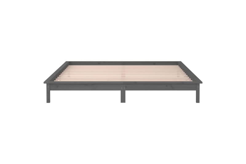 beBasic Sängynrunko LED-valot harmaa 135x190 cm 4FT6 Double täysi puu - Harmaa - Huonekalut - Sänky - Sänkykehikot & sängynrungot
