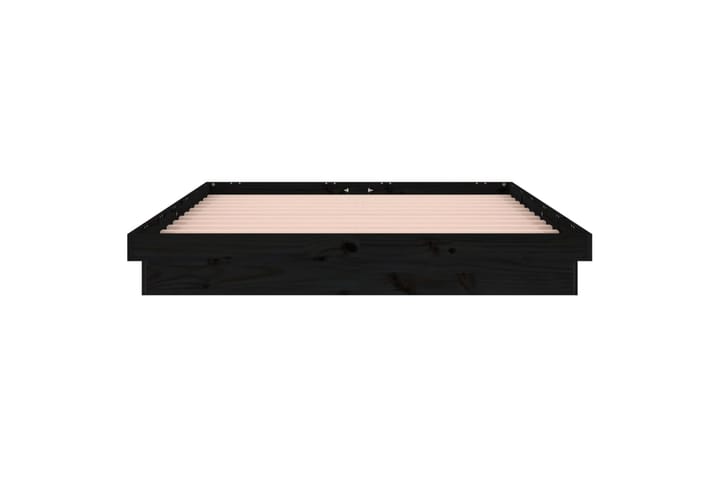 beBasic Sängynrunko LED-valot musta 150x200 cm 5FT King Size täysi puu - Musta - Sänkykehikot & sängynrungot