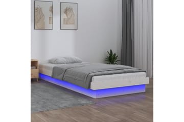 beBasic Sängynrunko LED-valot valkoinen 90x190 cm 3FT Single täysi puu - Valkoinen - Huonekalut - Sänky - Sänkykehikot & sängynrungot