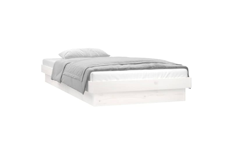 beBasic Sängynrunko LED-valot valkoinen 90x190 cm 3FT Single täysi puu - Valkoinen - Huonekalut - Sänky - Sänkykehikot & sängynrungot