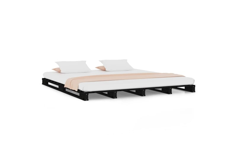 beBasic Sängynrunko musta 140x190 cm täysi mänty - Musta - Huonekalut - Sänky - Sänkykehikot & sängynrungot