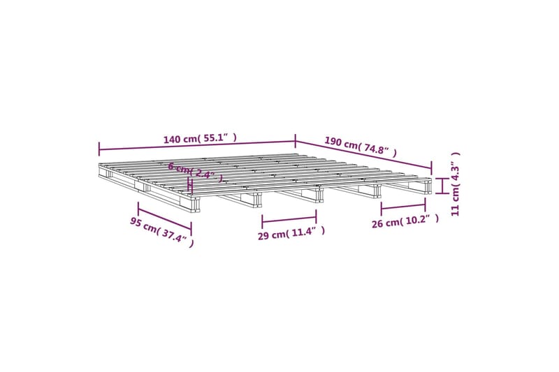 beBasic Sängynrunko musta 140x190 cm täysi mänty - Musta - Huonekalut - Sänky - Sänkykehikot & sängynrungot