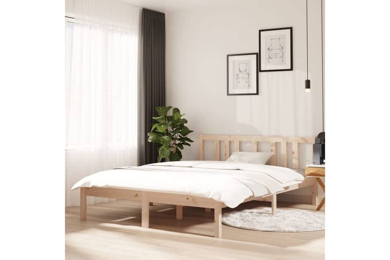 beBasic Sängynrunko täysi puu 135x190 cm 4FT6 Double - Ruskea - Huonekalut - Sänky - Sänkykehikot & sängynrungot