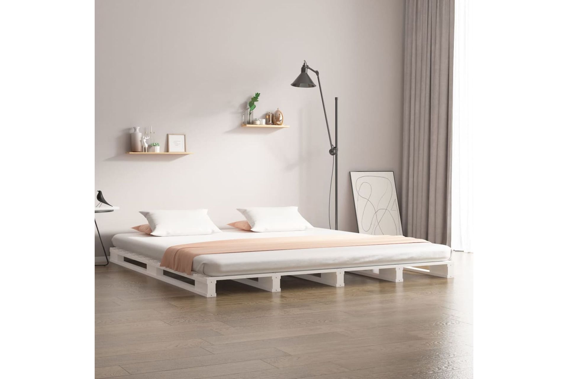 beBasic Sängynrunko valkoinen 120x190 cm täysi mänty 4FT Small Double - Valkoinen - Huonekalut - Sänky - Sänkykehikot & sängynrungot