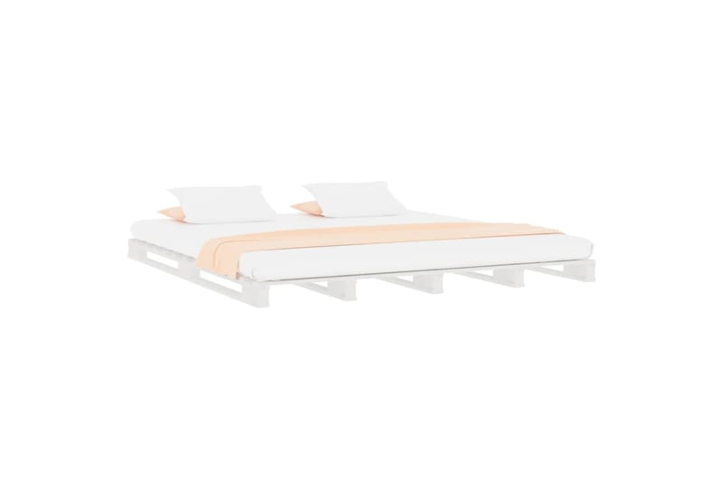 beBasic Sängynrunko valkoinen 135x190 cm täysi mänty 4FT6 Double - Valkoinen - Huonekalut - Sänky - Sänkykehikot & sängynrungot