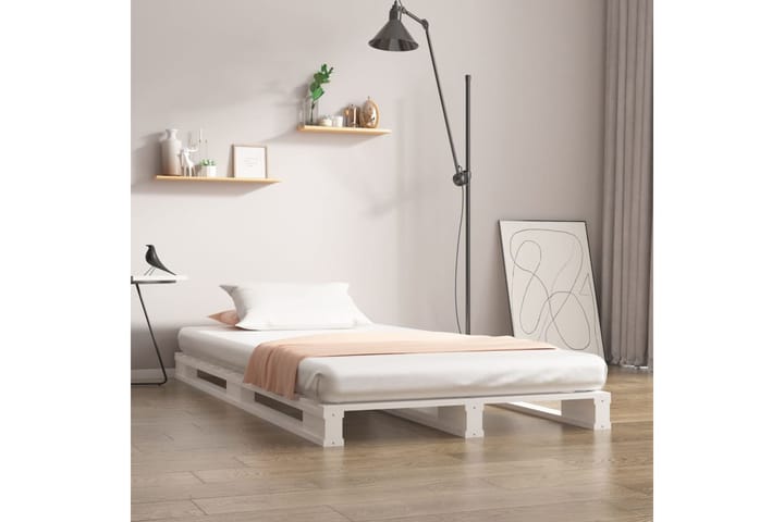 beBasic Sängynrunko valkoinen 75x190 cm täysi mänty 2FT6 Small Single - Valkoinen - Sänkykehikot & sängynrungot