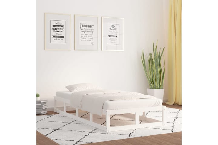 beBasic Sängynrunko valkoinen 90x200 cm täysi puu - Valkoinen - Sänkykehikot & sängynrungot