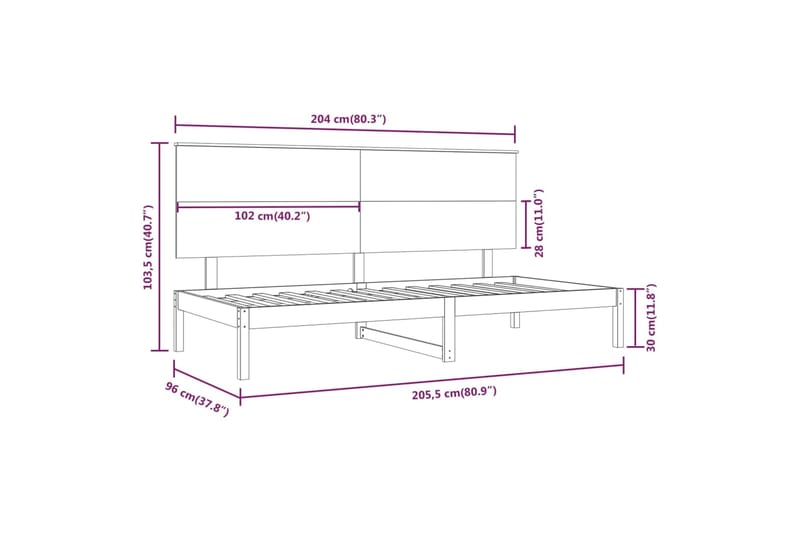 beBasic Sohvasänky 90x200 cm täysi mänty - Ruskea - Huonekalut - Sänky - Sänkykehikot & sängynrungot