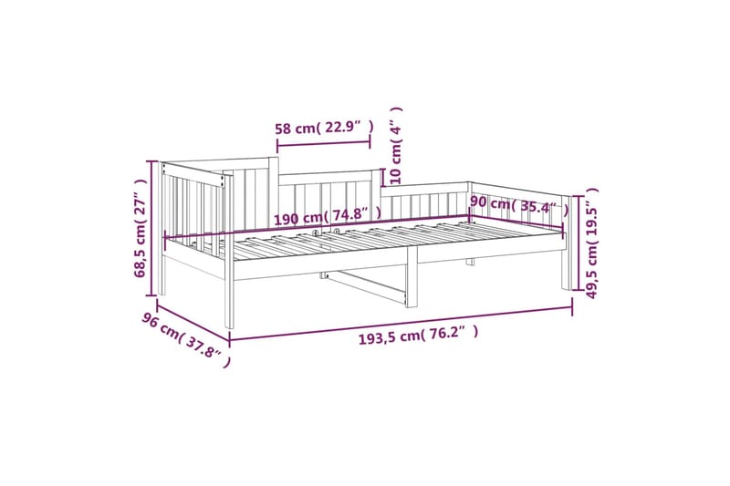 beBasic Sohvasänky hunajanrusk 90x190 cm täysi mänty - Ruskea - Huonekalut - Sänky - Sänkykehikot & sängynrungot