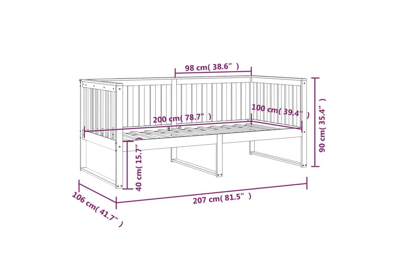 beBasic Sohvasänky hunajanruskea 100x200 cm täysi mänty - Ruskea - Sänkykehikot & sängynrungot