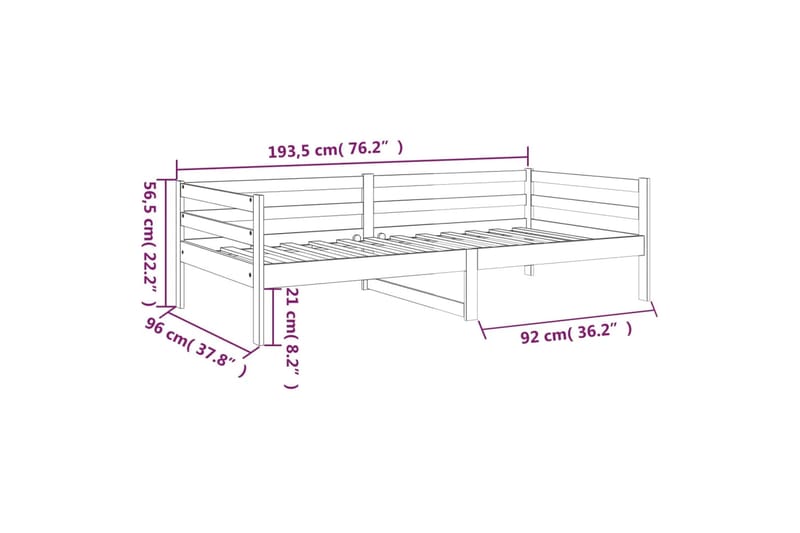 beBasic Sohvasänky hunajanruskea 90x190 cm täysi mänty - Ruskea - Huonekalut - Sänky - Sänkykehikot & sängynrungot
