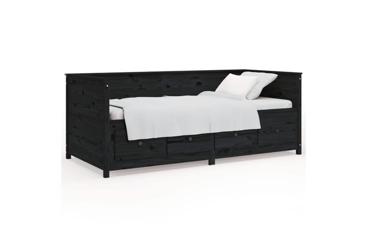 beBasic Sohvasänky musta 100x200 cm täysi mänty - Musta - Sänkykehikot & sängynrungot