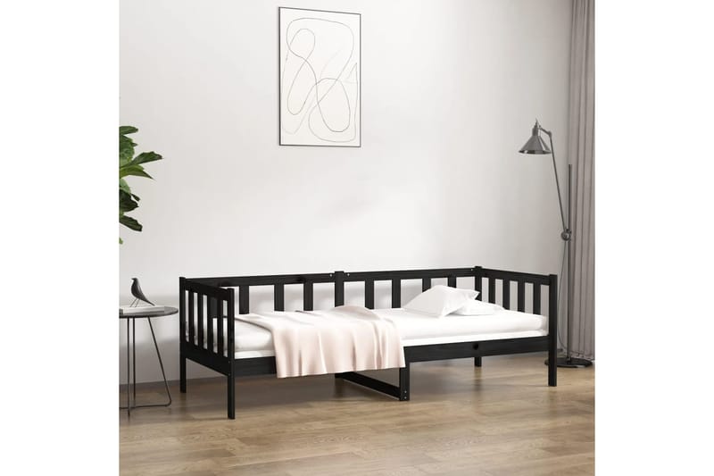 beBasic Sohvasänky musta 80x200 cm täysi mänty - Musta - Huonekalut - Sänky - Sänkykehikot & sängynrungot