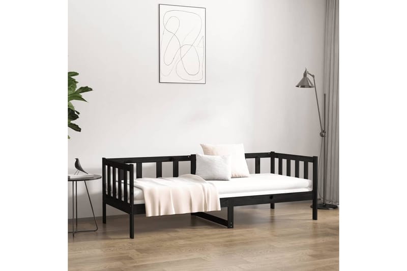 beBasic Sohvasänky musta 80x200 cm täysi mänty - Musta - Huonekalut - Sänky - Sänkykehikot & sängynrungot