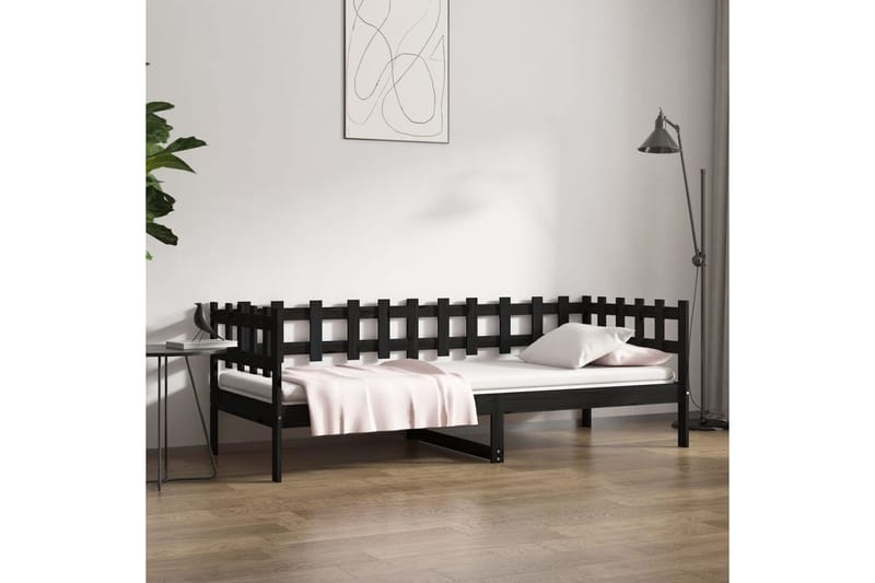 beBasic Sohvasänky musta 80x200 cm täysi mänty - Musta - Huonekalut - Sänky - Sänkykehikot & sängynrungot