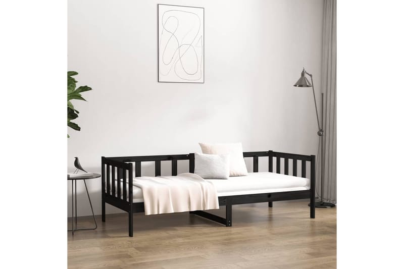 beBasic Sohvasänky musta 90x190 cm täysi mänty - Musta - Huonekalut - Sänky - Sänkykehikot & sängynrungot