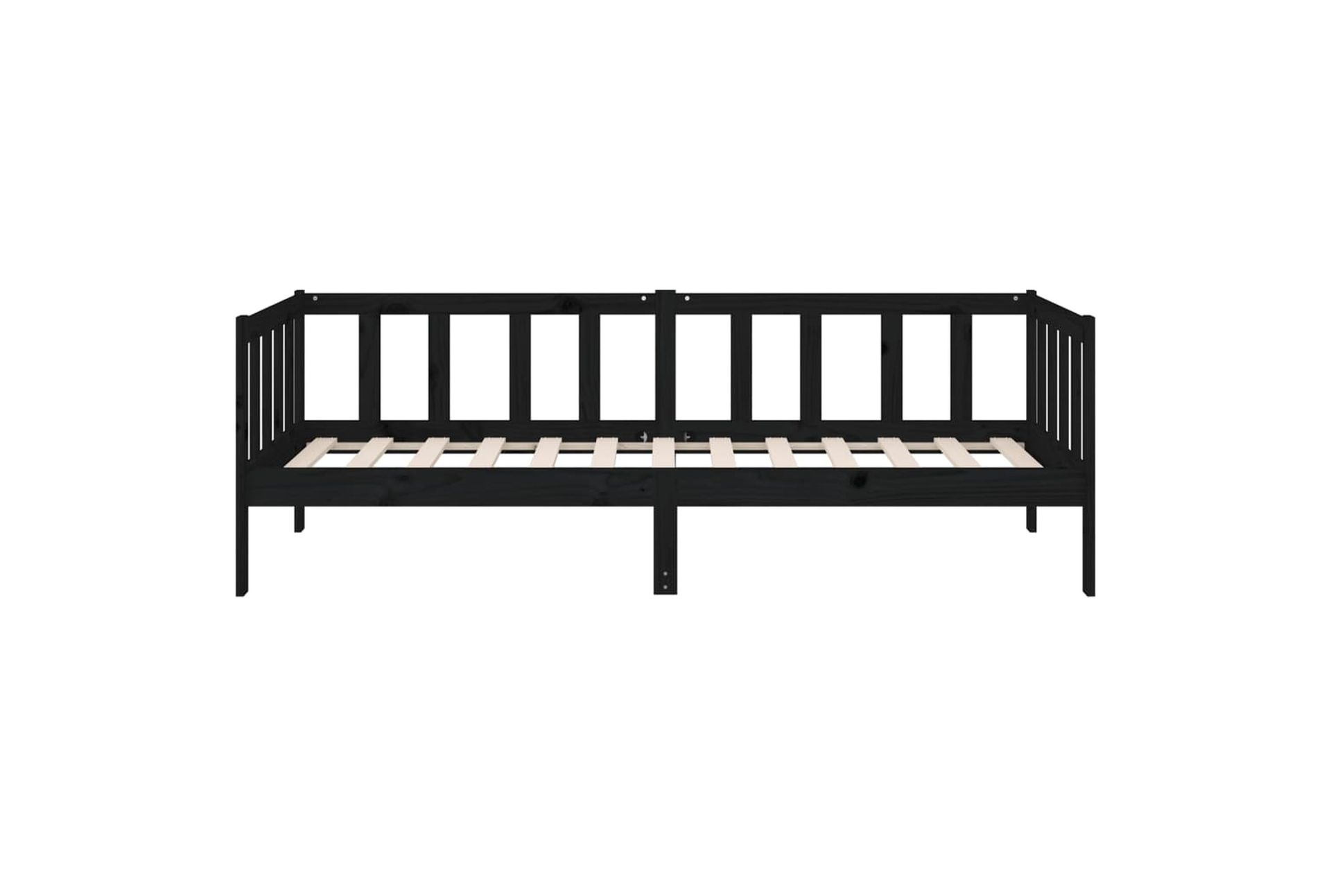 beBasic Sohvasänky musta 90x190 cm täysi mänty - Musta - Huonekalut - Sänky - Sänkykehikot & sängynrungot