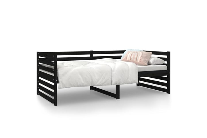 beBasic Sohvasänky musta 90x190 cm täysi mänty - Musta - Sänkykehikot & sängynrungot
