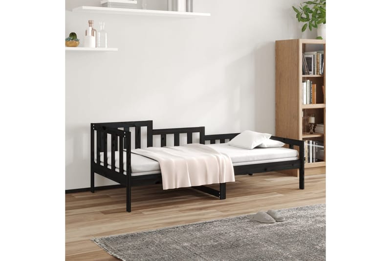 beBasic Sohvasänky musta 90x200 cm täysi mänty - Musta - Huonekalut - Sänky - Sänkykehikot & sängynrungot