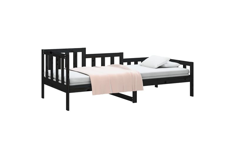 beBasic Sohvasänky musta 90x200 cm täysi mänty - Musta - Huonekalut - Sänky - Sänkykehikot & sängynrungot